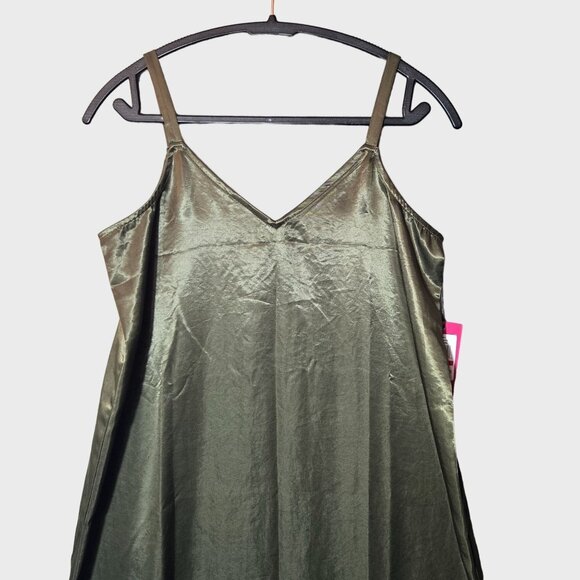 Vince Camuto Y2K Midi Slip Dress Light Olive Sleeveless Satin Minimalist NWT - Picture 4 of 9